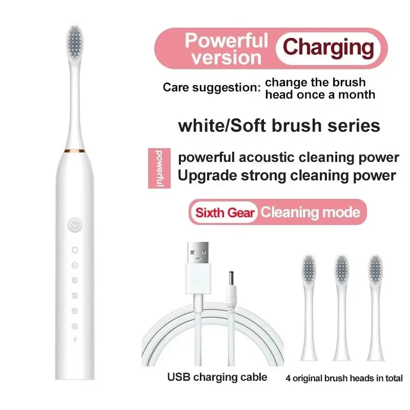 Automatic Electric Toothbrush Six-Speed Adult & Children's Universal Soft Bristle Charging Smart Toothbrush for All Ages