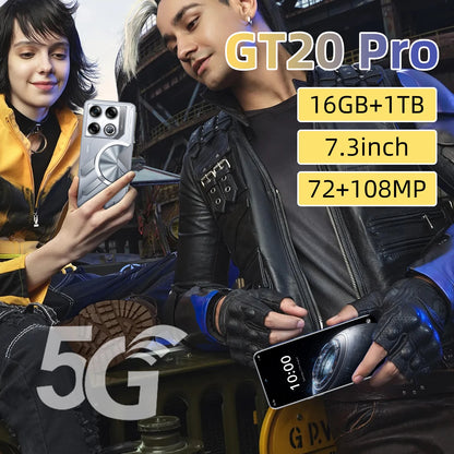 OEM Smart Phones Used GT20 Pro 5G Android Smartphone with 144Hz Refresh Rate Dual Sim 256GB 128GB Storage Flip Design-for Gaming