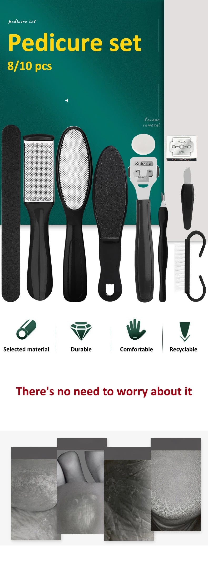 8 in 1Professional Pedicure Foot Spa Set, Pedicure Set for Feet,Stainless Steel Foot Care Kit, Foot Rasp Dead Skin Remover