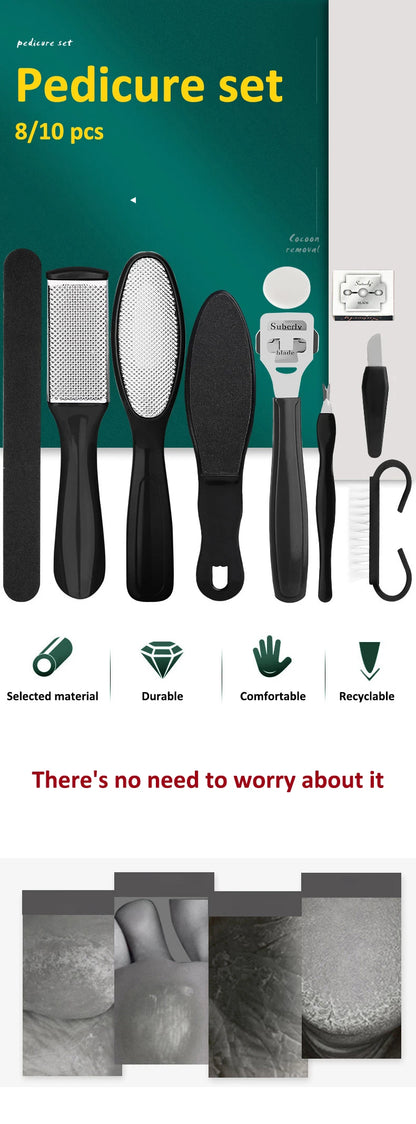 8 in 1Professional Pedicure Foot Spa Set, Pedicure Set for Feet,Stainless Steel Foot Care Kit, Foot Rasp Dead Skin Remover