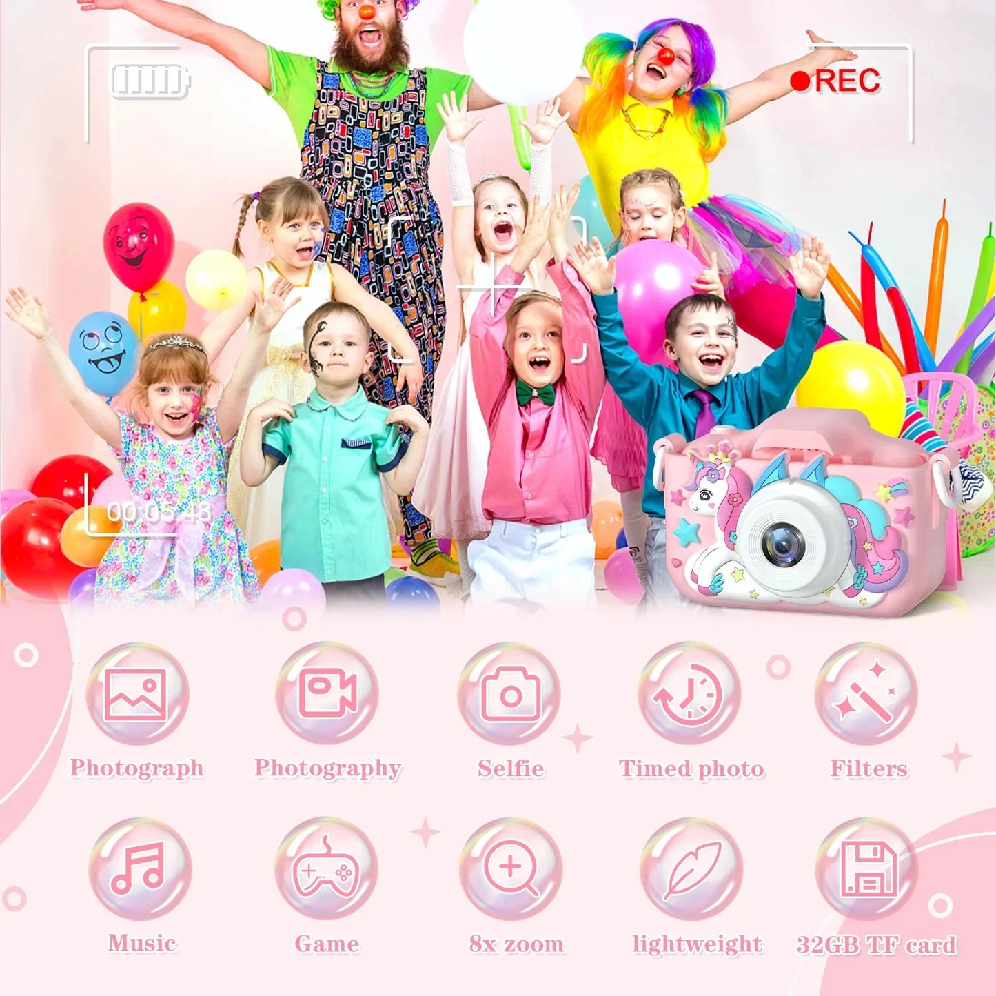 Christmas Children Camera HD 1080P Toddler Digital Video Camera 2.0inch Kids Camera with Silicone Cases Toys for Christmas Gifts