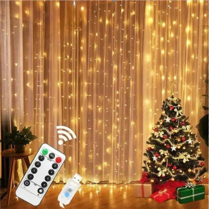 6x3M/3x3m Curtain Garland on The Window USB Power Fairy Lights Festoon with Remote New Year Garland Led Lights Christmas Decor