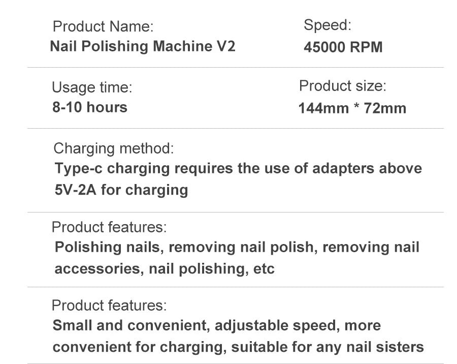 45000RPM Rechargeable Nail Drill Machine with LCD Low Noise Professional Nail Polish Sander Nails Accessories Set