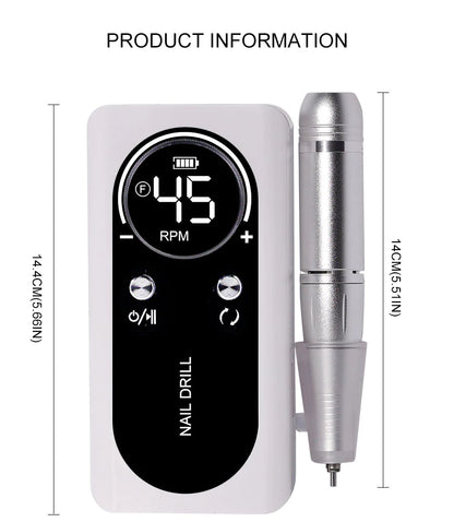 45000RPM Rechargeable Nail Drill Machine with LCD Low Noise Professional Nail Polish Sander Nails Accessories Set