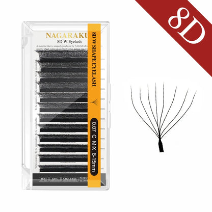 NAGARAKU Automatic Flowering W Shape Bloom 3D 4D 5D 6D 7D 8D Premade Fans Speed Eyelash Extensions Natural Soft Light Full Dense