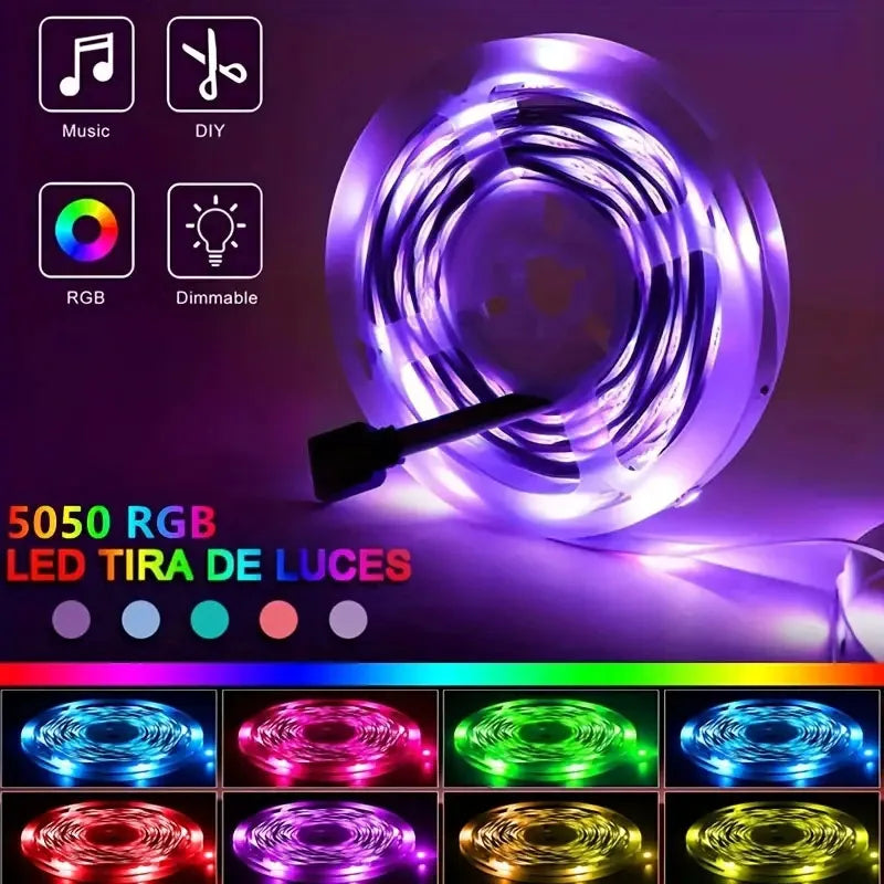 Bluetooth USB 5V RGB LED Strip Light 5050 Controller 5M Flexible Diode Lamp Tape Lights TV Background Lighting Desk Room Decor