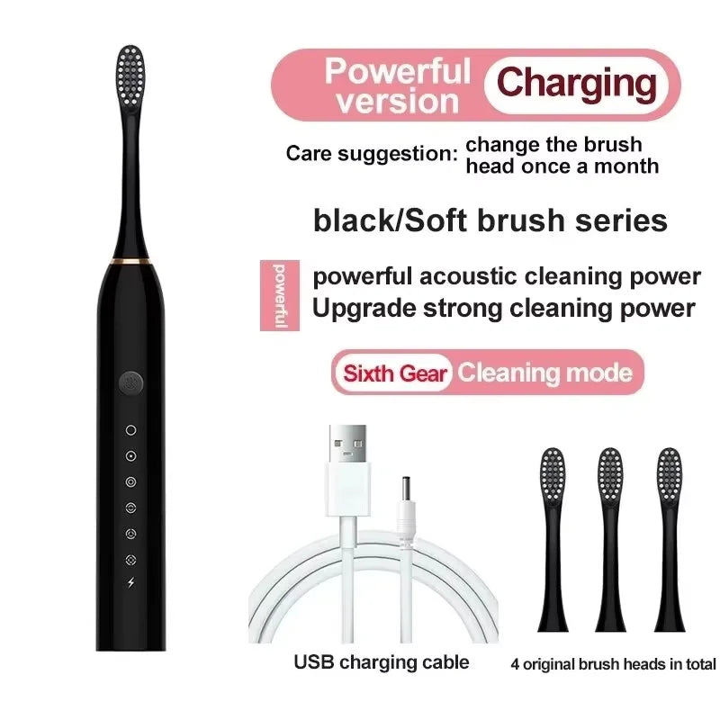 Automatic Electric Toothbrush Six-Speed Adult & Children's Universal Soft Bristle Charging Smart Toothbrush for All Ages
