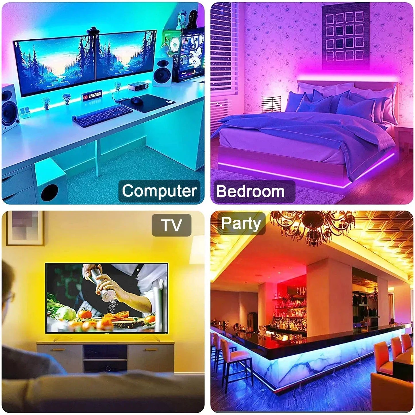 Bluetooth USB 5V RGB LED Strip Light 5050 Controller 5M Flexible Diode Lamp Tape Lights TV Background Lighting Desk Room Decor