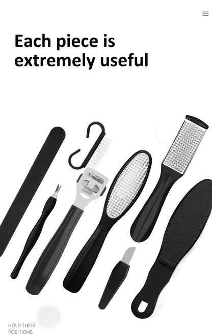 8 in 1Professional Pedicure Foot Spa Set, Pedicure Set for Feet,Stainless Steel Foot Care Kit, Foot Rasp Dead Skin Remover