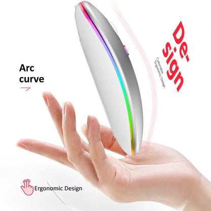Wireless Mouse Bluetooth-Compatible 2.4GHz Dual Modes Mice Rechargeable RGB Ergonomic Silent Click for PC iPad Laptop Huaiwei