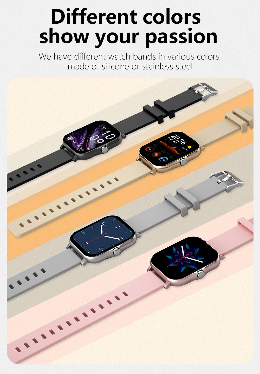 PHONEPACE Smart Fitness Tracker Bracelet with Color Screen Health Reminders Exercise Step Counting Information Notifications