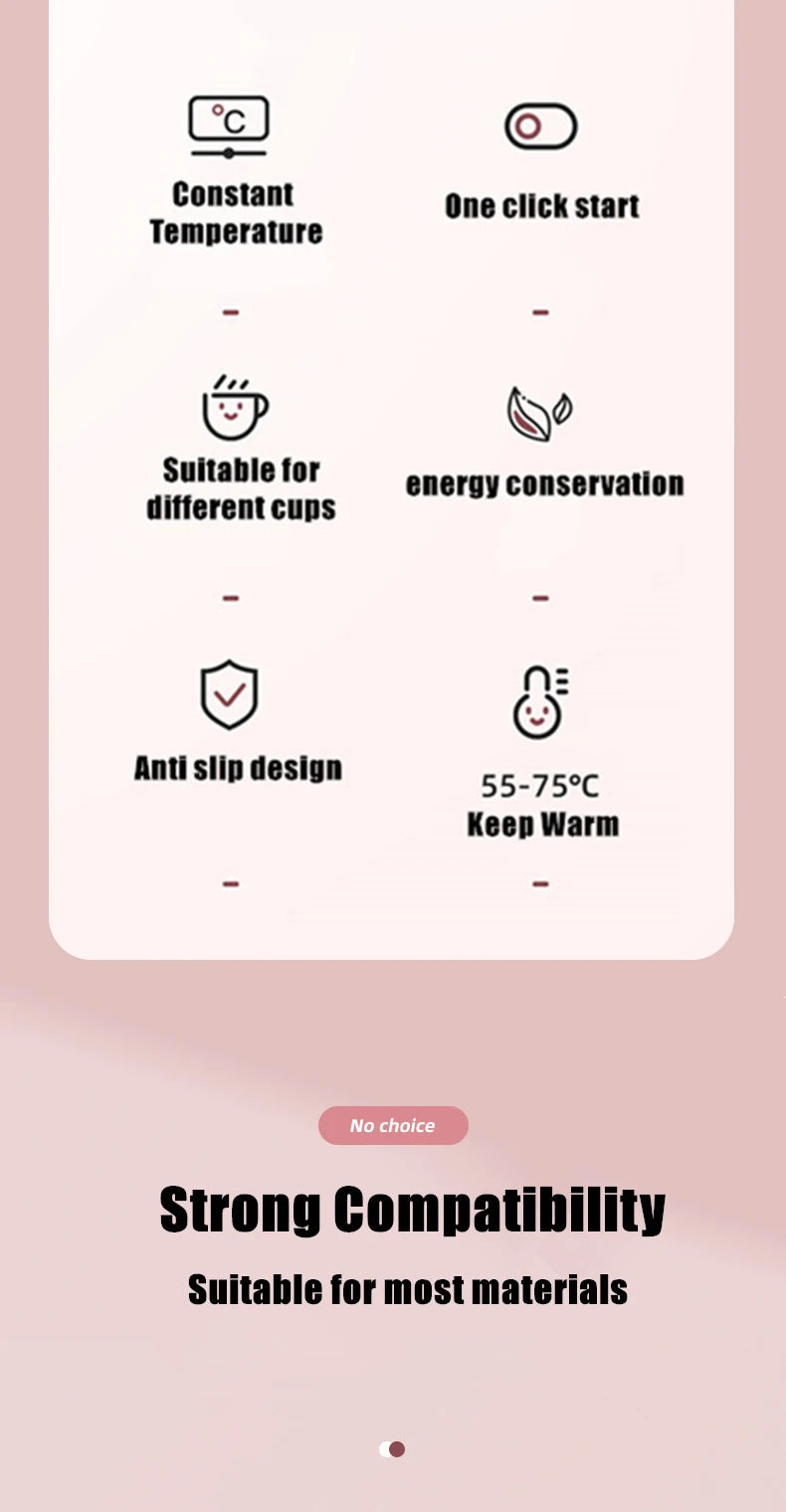 1PC Thermostatic Heating Coaster USB Home Heating Coaster 3-speed Adjustment Heating 55 Degrees Constant Temperature