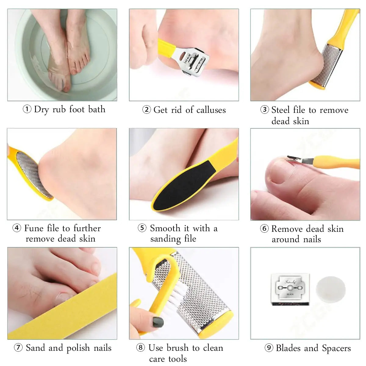 8 in 1Professional Pedicure Foot Spa Set, Pedicure Set for Feet,Stainless Steel Foot Care Kit, Foot Rasp Dead Skin Remover