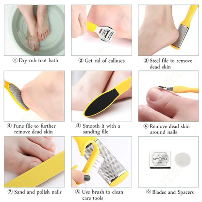 8 in 1Professional Pedicure Foot Spa Set, Pedicure Set for Feet,Stainless Steel Foot Care Kit, Foot Rasp Dead Skin Remover