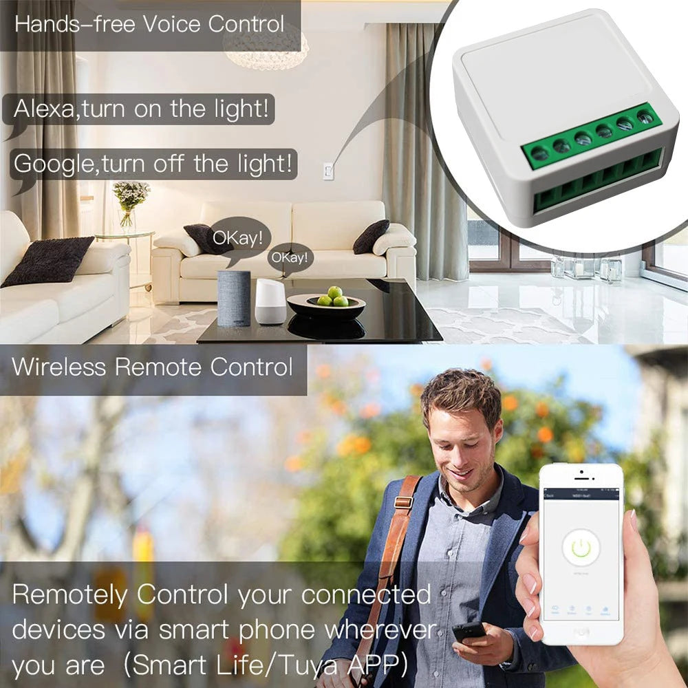 16A Wifi Switch Mini 2-Way Control Smart Switch Works With Alexa Google Home Support Smart Life APP Timer Breaker Module