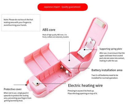 Mini Sealing Machine USB Rechargable Heat Sealer Storage Bag Plastic Package Food Sealer Clip Bag Handheld Food Heat Sealer