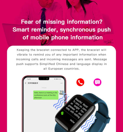 PHONEPACE Smart Fitness Tracker Bracelet with Color Screen Health Reminders Exercise Step Counting Information Notifications