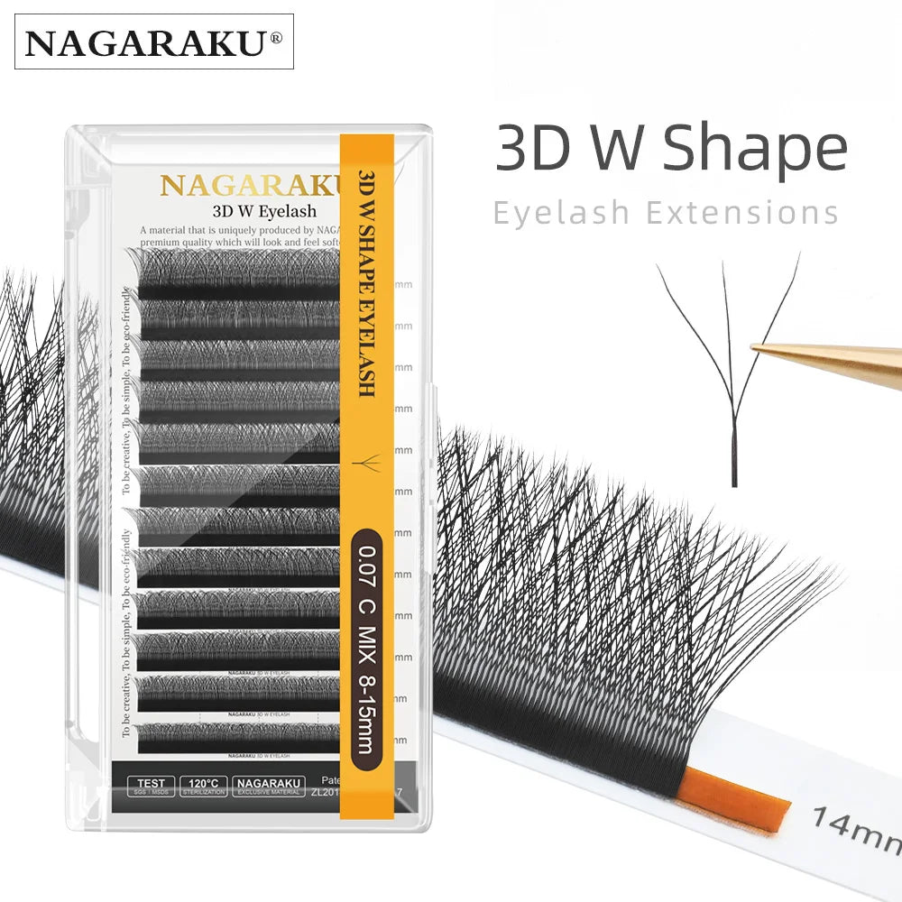 NAGARAKU Automatic Flowering W Shape Bloom 3D 4D 5D 6D 7D 8D Premade Fans Speed Eyelash Extensions Natural Soft Light Full Dense