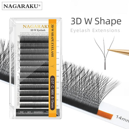 NAGARAKU Automatic Flowering W Shape Bloom 3D 4D 5D 6D 7D 8D Premade Fans Speed Eyelash Extensions Natural Soft Light Full Dense