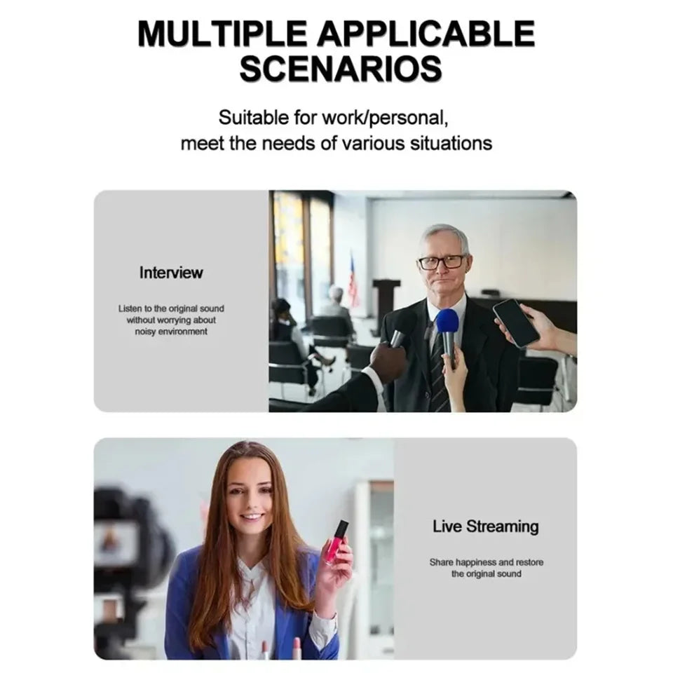 New Professional Wireless Lavalier Microphone for iPhone iPad Laptop Android Live Gaming Video Recording Interview Business Mic