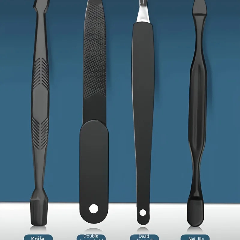 Deluxe Manicure & Pedicure Kit With Stainless Steel Nail Clippers, Cuticle Trimmer, And Dead Skin Remover - Includes Portable