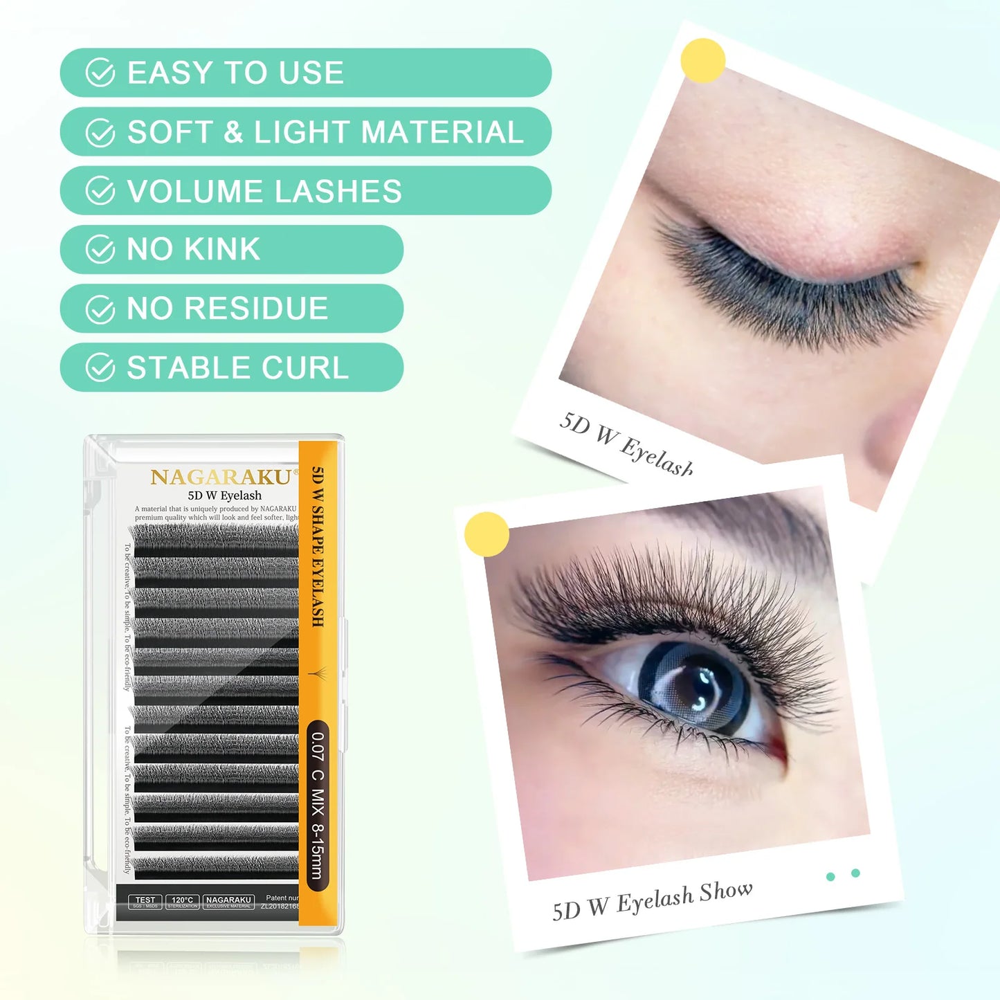 NAGARAKU Automatic Flowering W Shape Bloom 3D 4D 5D 6D 7D 8D Premade Fans Speed Eyelash Extensions Natural Soft Light Full Dense