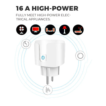 Tuya Wifi Smart Socket EU Plug 16/20A Power Monitor Remote Control SmartLife APP Works with Alexa Yandex Alice Google Assistant
