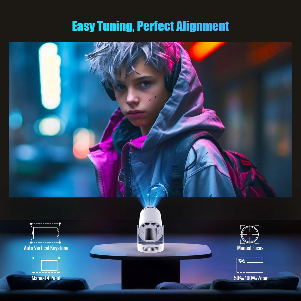 Magcubic HY300 Pro+ Projector 4K Android 11 290ANSI Portable  WiFi 6 BT5.4 Outdoor Theater 5W HiFi Speaker 720P HD Supported