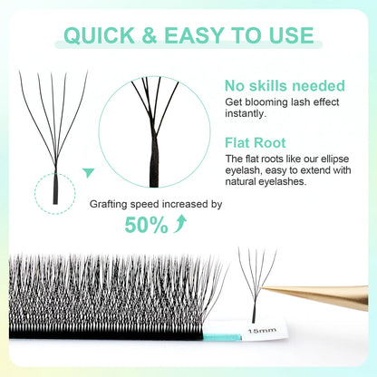NAGARAKU Automatic Flowering W Shape Bloom 3D 4D 5D 6D 7D 8D Premade Fans Speed Eyelash Extensions Natural Soft Light Full Dense