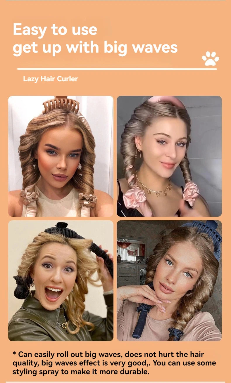 DIY Heatless Curling Stick Headband Set With Hairpin Lazy Curler Foam Sponge Curling Stick No Heat Hair Curler 21,163 Reviews 4