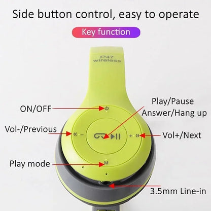 Bluetooth 50 Wireless Headphones Foldable HIFI Stereo Bass with Mic USB Adapter for iPhone Gaming