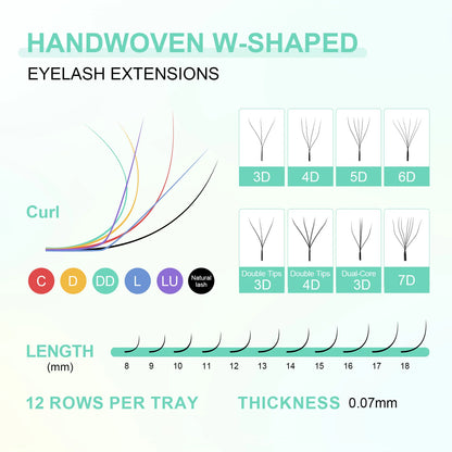NAGARAKU Automatic Flowering W Shape Bloom 3D 4D 5D 6D 7D 8D Premade Fans Speed Eyelash Extensions Natural Soft Light Full Dense