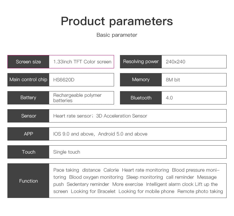 PHONEPACE Smart Fitness Tracker Bracelet with Color Screen Health Reminders Exercise Step Counting Information Notifications