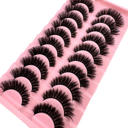 10 Pairs Faux Mink Eyelashes Handmade False Eyelashes Natural Nude Makeup Simulation Cross Messy Eye 3D Curly Eyelashes