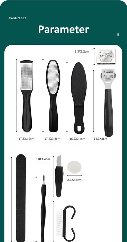 8 in 1Professional Pedicure Foot Spa Set, Pedicure Set for Feet,Stainless Steel Foot Care Kit, Foot Rasp Dead Skin Remover