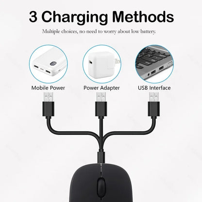 Wireless Mouse Bluetooth-Compatible 2.4GHz Dual Modes Mice Rechargeable RGB Ergonomic Silent Click for PC iPad Laptop Huaiwei