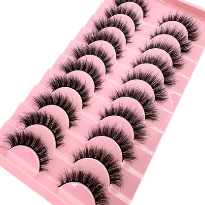 10 Pairs Faux Mink Eyelashes Handmade False Eyelashes Natural Nude Makeup Simulation Cross Messy Eye 3D Curly Eyelashes