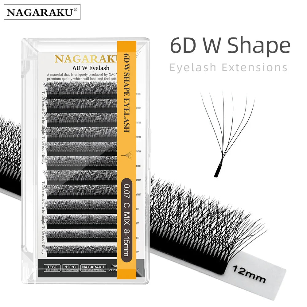 NAGARAKU Automatic Flowering W Shape Bloom 3D 4D 5D 6D 7D 8D Premade Fans Speed Eyelash Extensions Natural Soft Light Full Dense