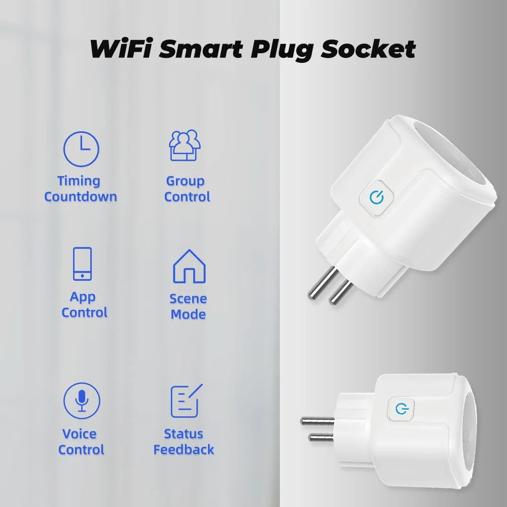 Tuya Wifi Smart Socket EU Plug 16/20A Power Monitor Remote Control SmartLife APP Works with Alexa Yandex Alice Google Assistant