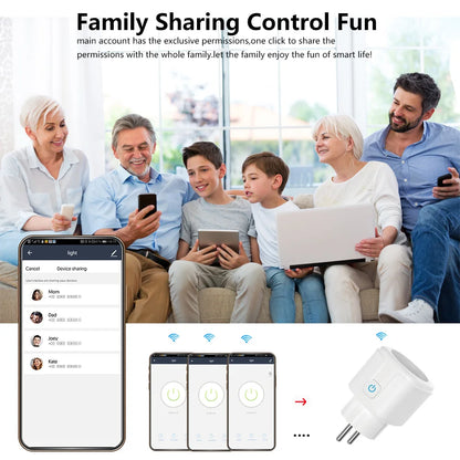 Tuya Wifi Smart Socket EU Plug 16/20A Power Monitor Remote Control SmartLife APP Works with Alexa Yandex Alice Google Assistant