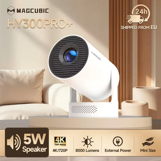 Magcubic HY300 Pro+ Projector 4K Android 11 290ANSI Portable  WiFi 6 BT5.4 Outdoor Theater 5W HiFi Speaker 720P HD Supported
