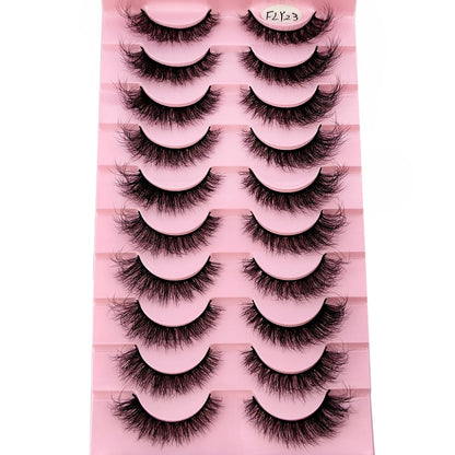 10 Pairs Faux Mink Eyelashes Handmade False Eyelashes Natural Nude Makeup Simulation Cross Messy Eye 3D Curly Eyelashes