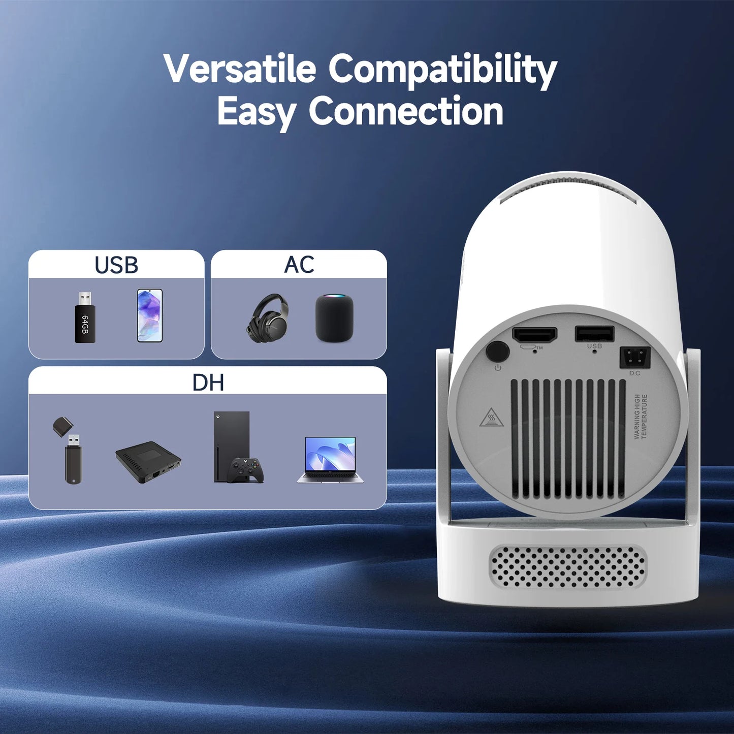 Magcubic HY300 Pro+ Projector 4K Android 11 290ANSI Portable  WiFi 6 BT5.4 Outdoor Theater 5W HiFi Speaker 720P HD Supported