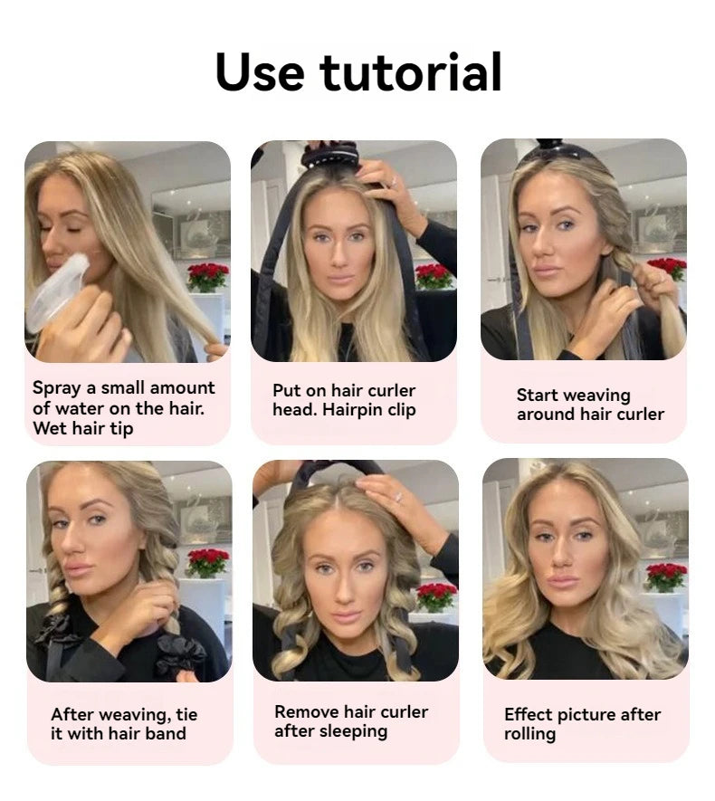 DIY Heatless Curling Stick Headband Set With Hairpin Lazy Curler Foam Sponge Curling Stick No Heat Hair Curler 21,163 Reviews 4