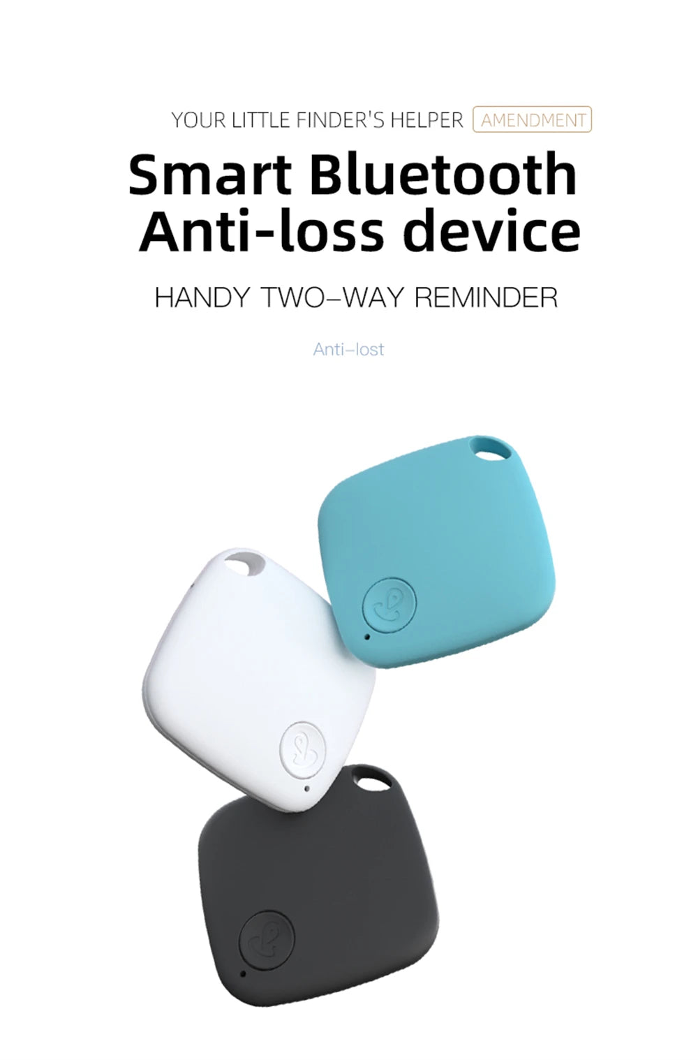 Smart Bluetooth GPS Tag Tracker Work with Android IOS APP Anti Lost Reminder Device Anti-loss Rated Locator Car Key Pet Finder