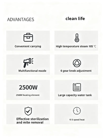 Steam Cleaner High Temperature Sterilization Air Conditioning Kitchen Hood Home /Car Steaming Cleaner 220V EU Plug