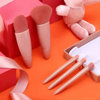 5pcs Travel Size Makeup Brushes Set Mini Makeup Brushes, Small Complete Function Cosmetic Brushes Kit With Case And Mirror5pcs T
