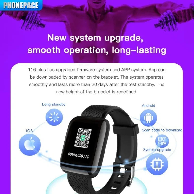 PHONEPACE Smart Fitness Tracker Bracelet with Color Screen Health Reminders Exercise Step Counting Information Notifications