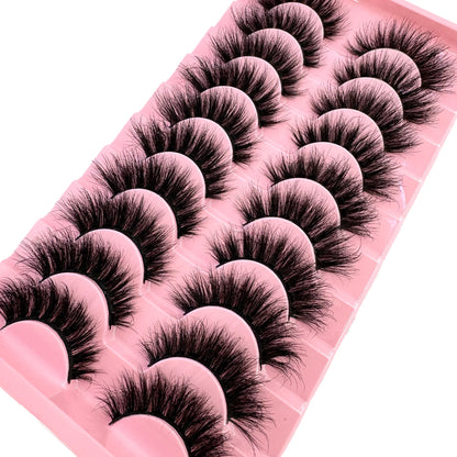 10 Pairs Faux Mink Eyelashes Handmade False Eyelashes Natural Nude Makeup Simulation Cross Messy Eye 3D Curly Eyelashes