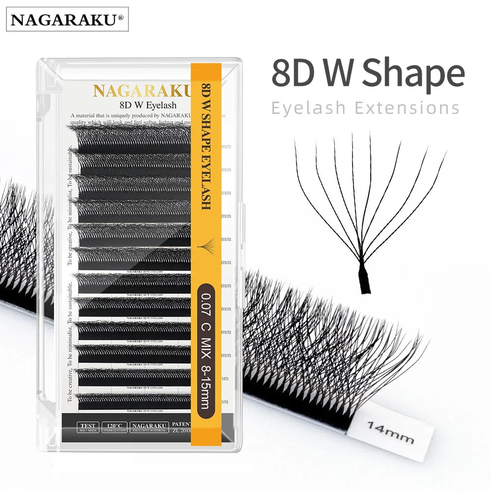 NAGARAKU Automatic Flowering W Shape Bloom 3D 4D 5D 6D 7D 8D Premade Fans Speed Eyelash Extensions Natural Soft Light Full Dense